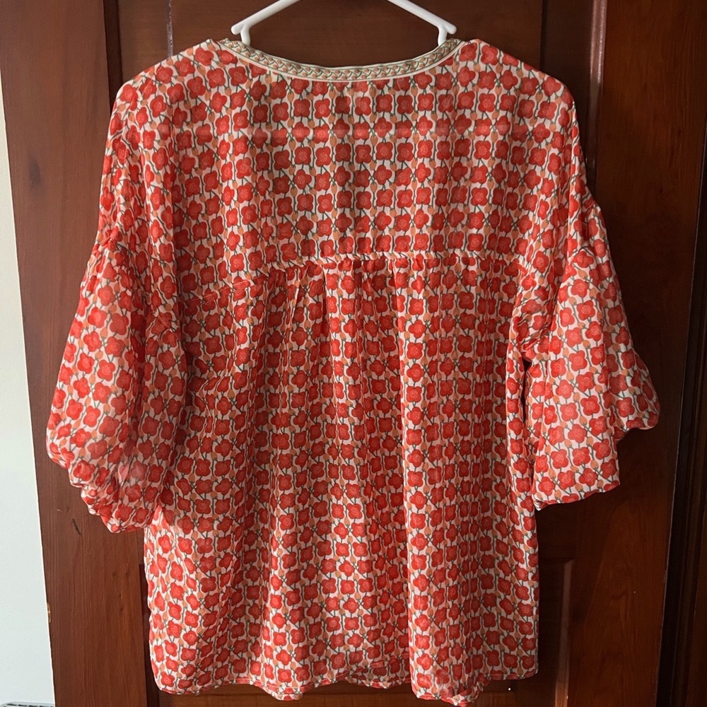 Max Studio London Red Pattern Blouse - image 2